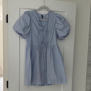 Light Blue Puff Sleeve Dress